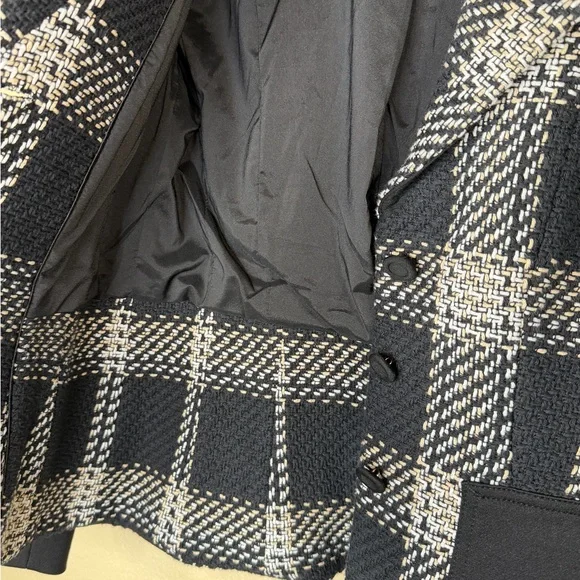 White House Black Market Black and White Plaid Blazer Textured Career Workwear - Picture 6 of 16